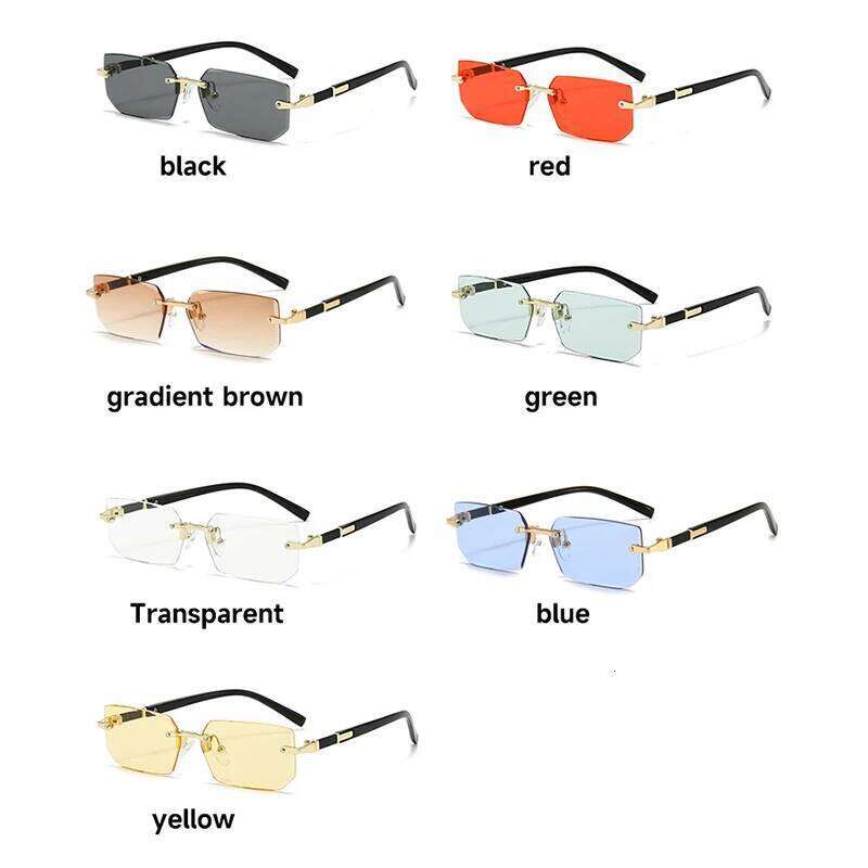 1PCS/2PCS/3PCS Rimless Sunglasses Rectangle Fashion Popular Women Men Shades Small Sun Glasses For Female Male Traveling Oculos Y260207