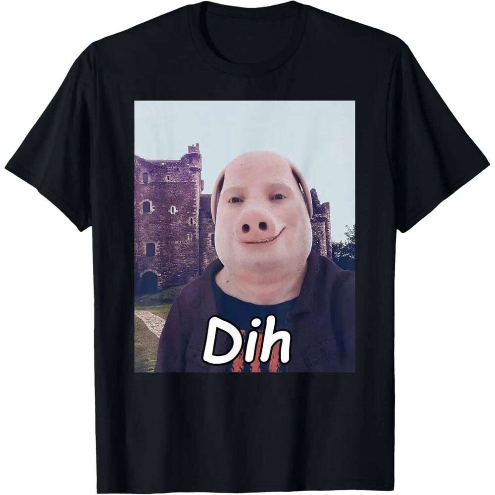 Funny Dih Brainrot Gen Z Humor T-Shirt Heavyweight Casual Tee Pig Meme Shirt Graphic T Shirts Women Clothing Summer Streetwear C260207