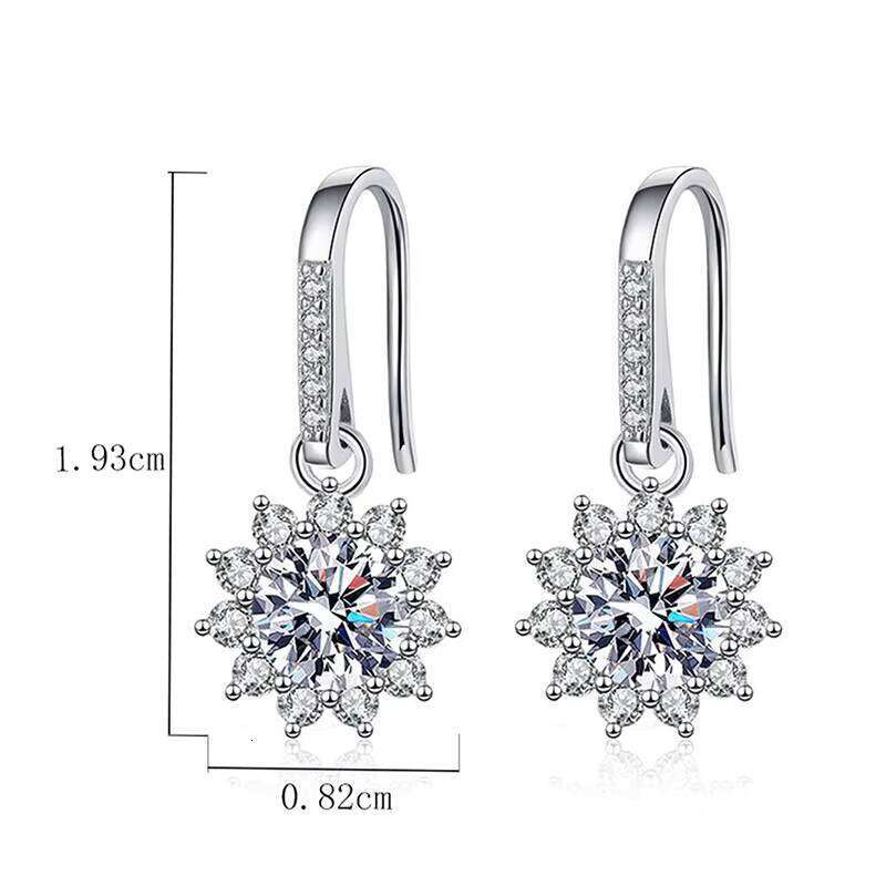 Hot-Selling 925 Sterling Silver Earrings For Women - Sunflower Design With Colored Moissanite Ear Hooks Fine Jewelry