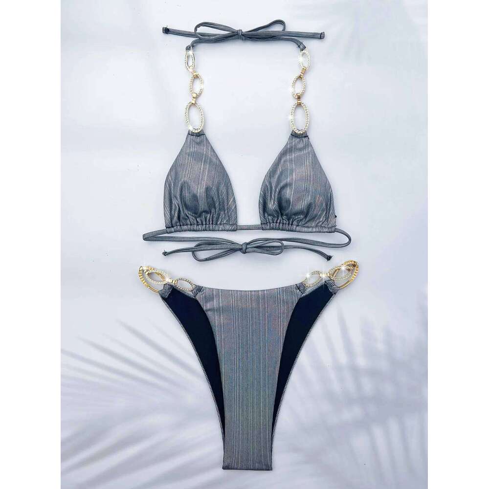 Sexy Shiny Bikinis Women 2026 New Push Up Bikini Set Swimwear Two Piece Thong Swimsuits Bathing Suit Beachwear Summer Vacation C260207