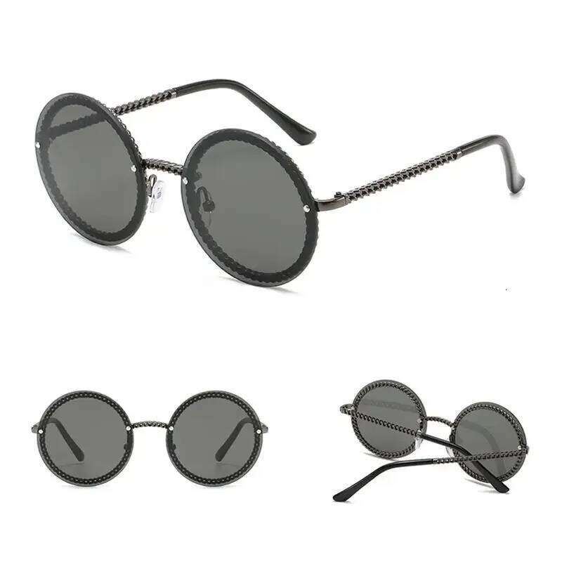 Chain Round Sunglasses Metal Luxury Brand Rimless Sun Glasses Lunettes De Sol Femme Shades Women Sunglass Zonnebril Dames Y260207