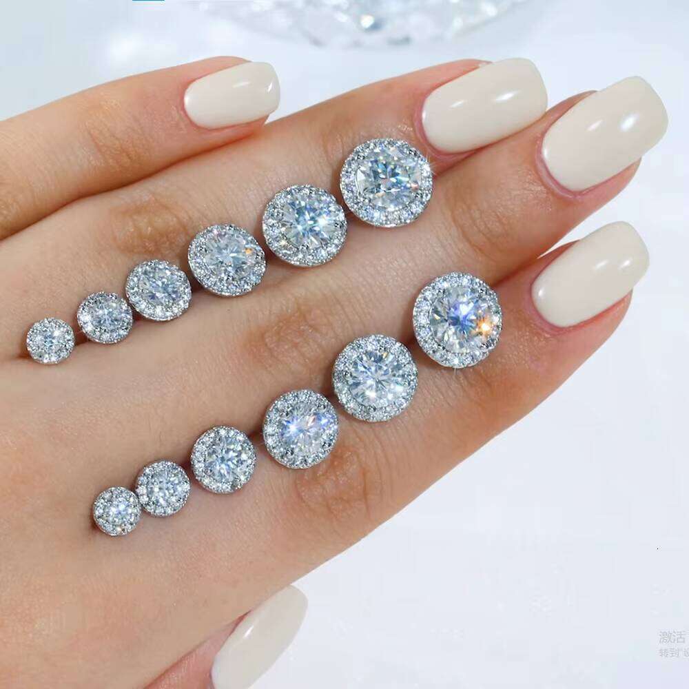 VVS Moissanite Stud 925 Sterling Silver 14K Gold Plated Women Men Jewelry Gifts 1Ct 2Ct GRA Halo Mossanite LAB Diamond Earring