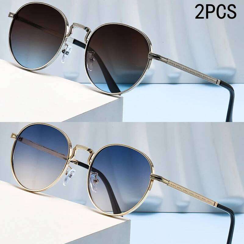 2PCS New Model Metal-framed Sunglasses, Trendy Fashionable, With Oval Shape And Stylish Design.2403 Y260207