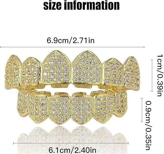 Rap Singers Stylish Mens/womens Fashion Moissanite Accessories - Grill with Gold/silver Finish 6 Top Teeth 6 Bottom Teeth