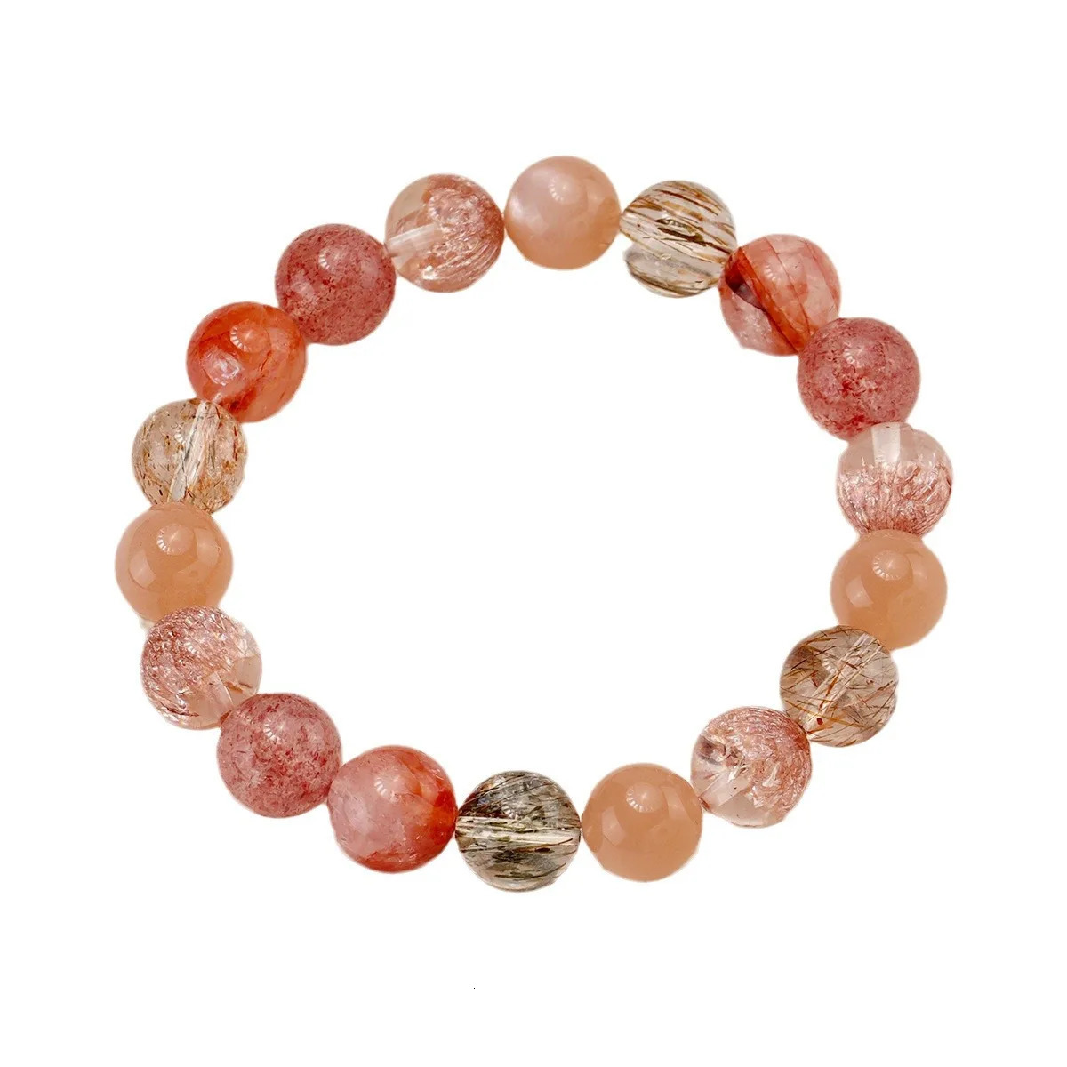 Ruifan Multicolor 8mm 10mm Natural Rutilated Quartz Crystal Beads Strand Beaded Women Bracelets Bangle Fine Jewelry 1154 260107