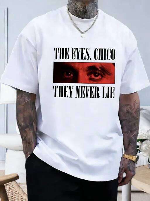 Spring Summer Classic Film Eyes Printed Cotton for Men and Women's Street Wear Fashionable Short Sleeved T-shirt C260207