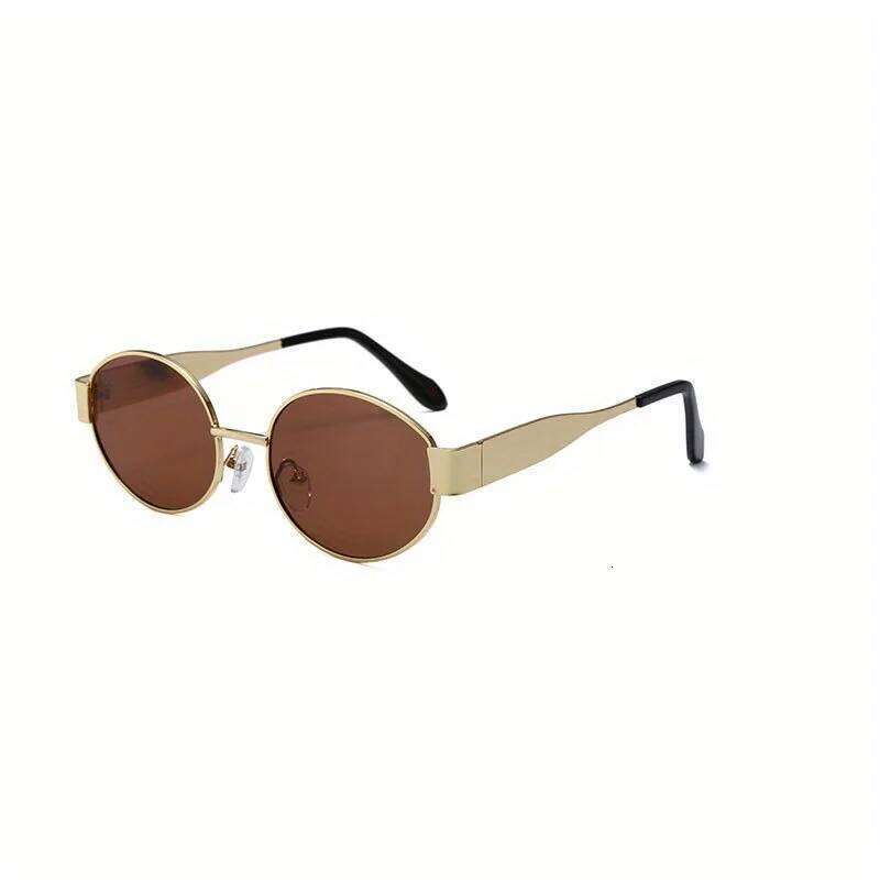 Vintage Oval for Women Men New in Trendy Sunglasses Metal Frame Sun Glasses Classic Shades Y260207