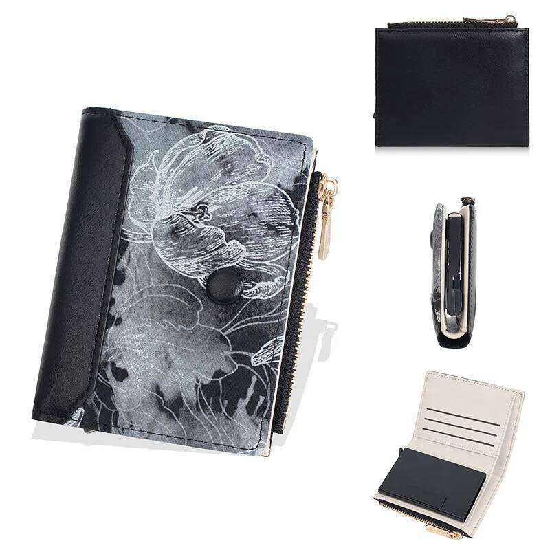 New Multi-Functional Flower Print Small Money Clip Multi-Slot Short ID Wallet For Women Card Holder Y260206