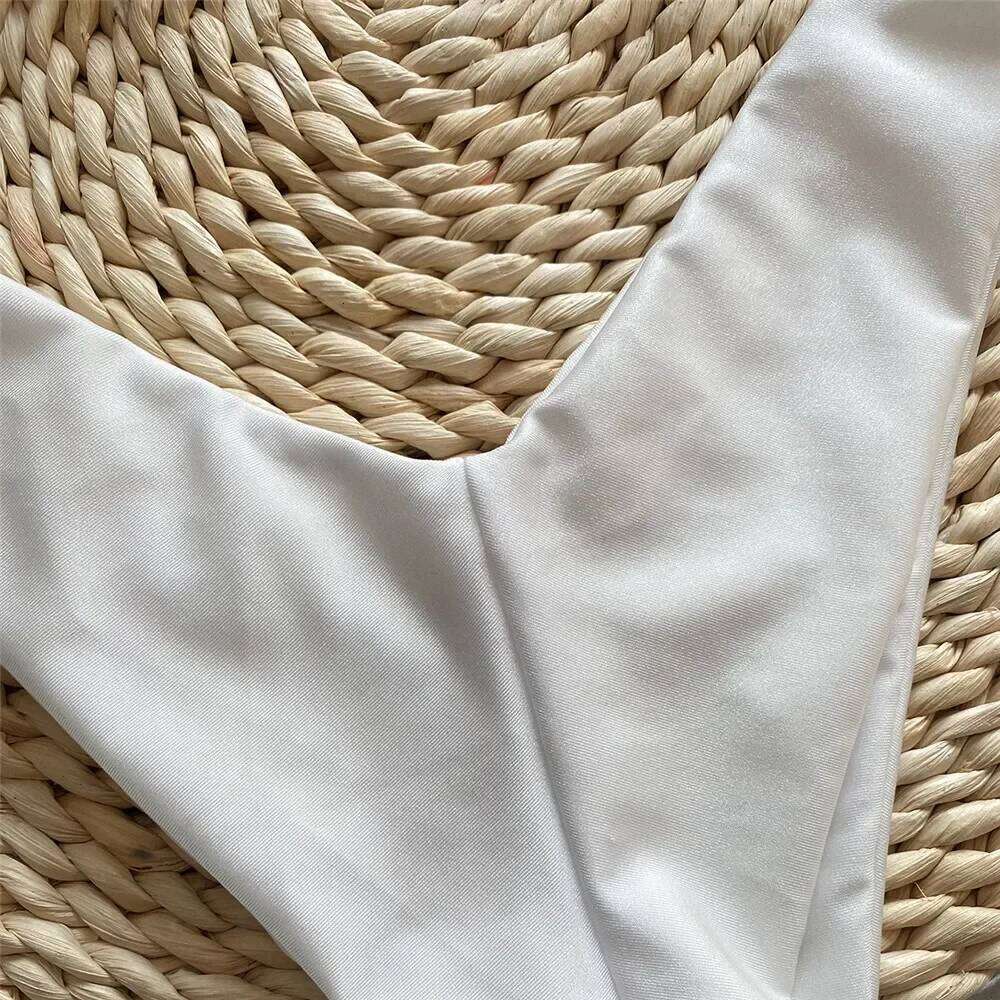 White Push Up Bikini 2025 Women Underwired Swimwear String Swimsuits High Led Cut Bathing Suit Wrinkled Sexy Bikinis Sets mujer C260207