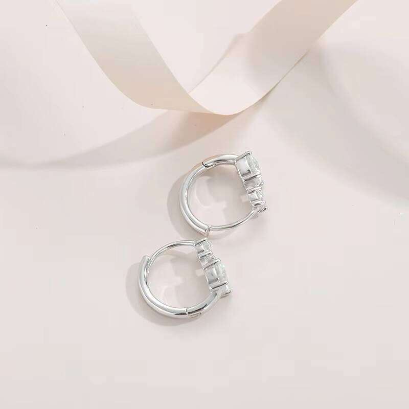 Certificate 4Mm&6.5Mm D Color Moissanite Earrings 925 Silver Trendy Woman Round Diamond Hoops Earring