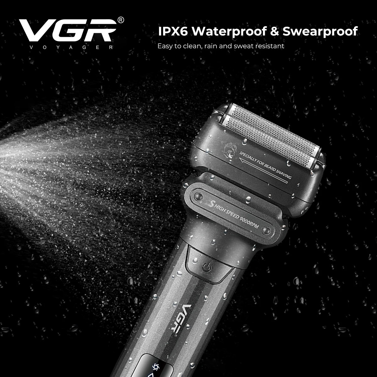 VGR Shaver Professional Beard Trimmer Electric Shaver Waterproof Razor 9000 RPM Shaving Machine Portable Shaver for Men V-368 260126