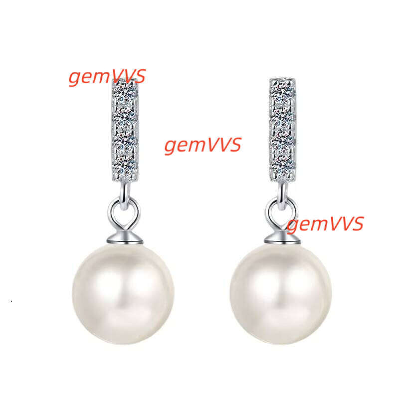Gorgeous Fashion Full Moissanite S925 Sterling Silver Stud Earrings Pendant Certified Vvs1 Featuring Pearls & Diamonds