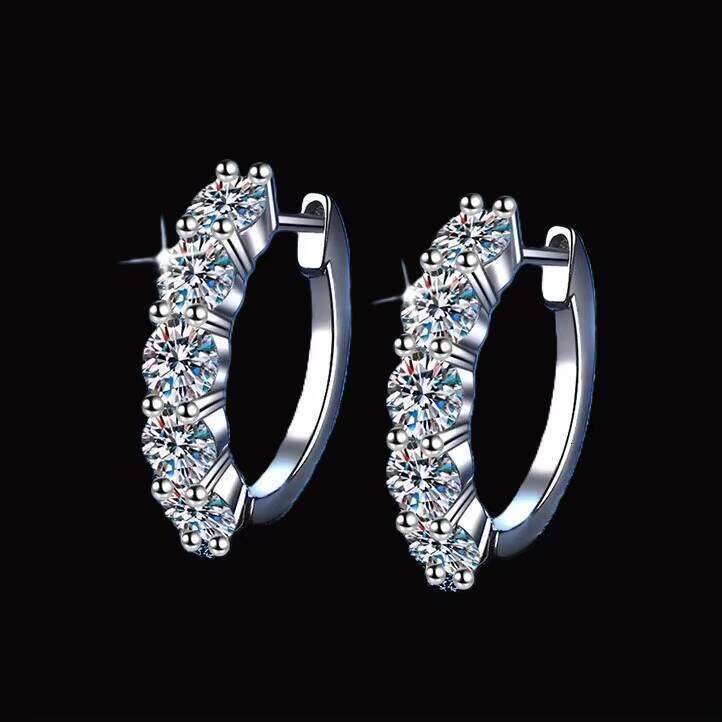 VVS Moissanite Diamond Stud 18K Hip Hop Luxury 925 Silver Hoop Earrings For Women IGI Certified 14K White Gold Earring