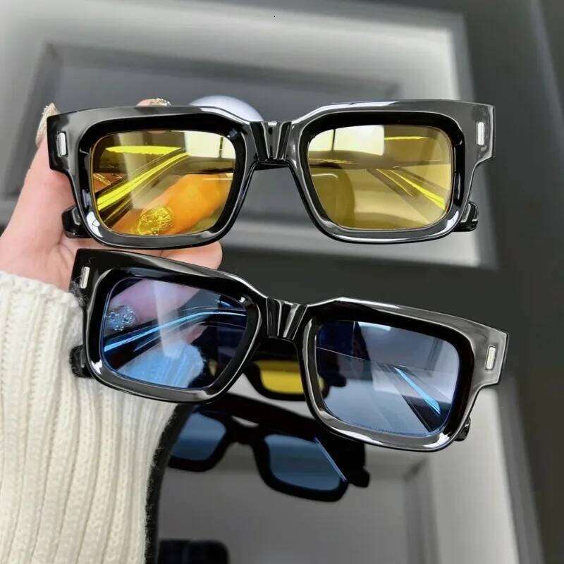 Vintage Square Sunglasses Men Women Brand Designer Rivet Sun Glasses Male Female Fashion Ocean Mirror UV400 Oculos De Sol Y260207