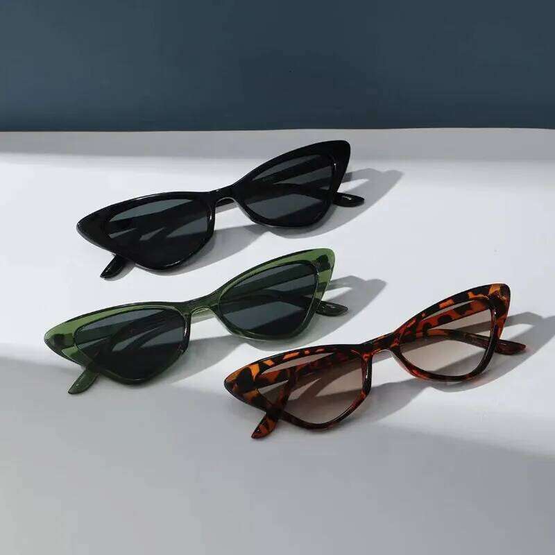 3 Pairs Per Small Women Cute Skinny Cat Eye Eyewear Retro Vintage Narrow Cateye Sunglasses Set Y260207