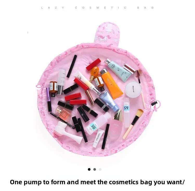 Lazy Drawstring Cosmetic Women Magic Pouch Makeup Bag Portable Travel Organizers Folding Storage Bags Y260206