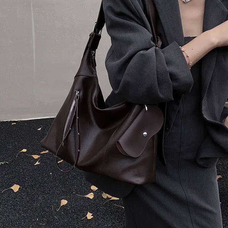 New Versatile Texture Vintage Shoulder for Women Large Capacity Tote Bag Fashion Casual Office Commuter Storage Bags C260207