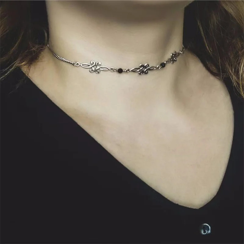 Retro Style Texture Join Necklaces For Women Silver Color Stainless Steel Neck Chains For Women Jewelry Chocker 260124