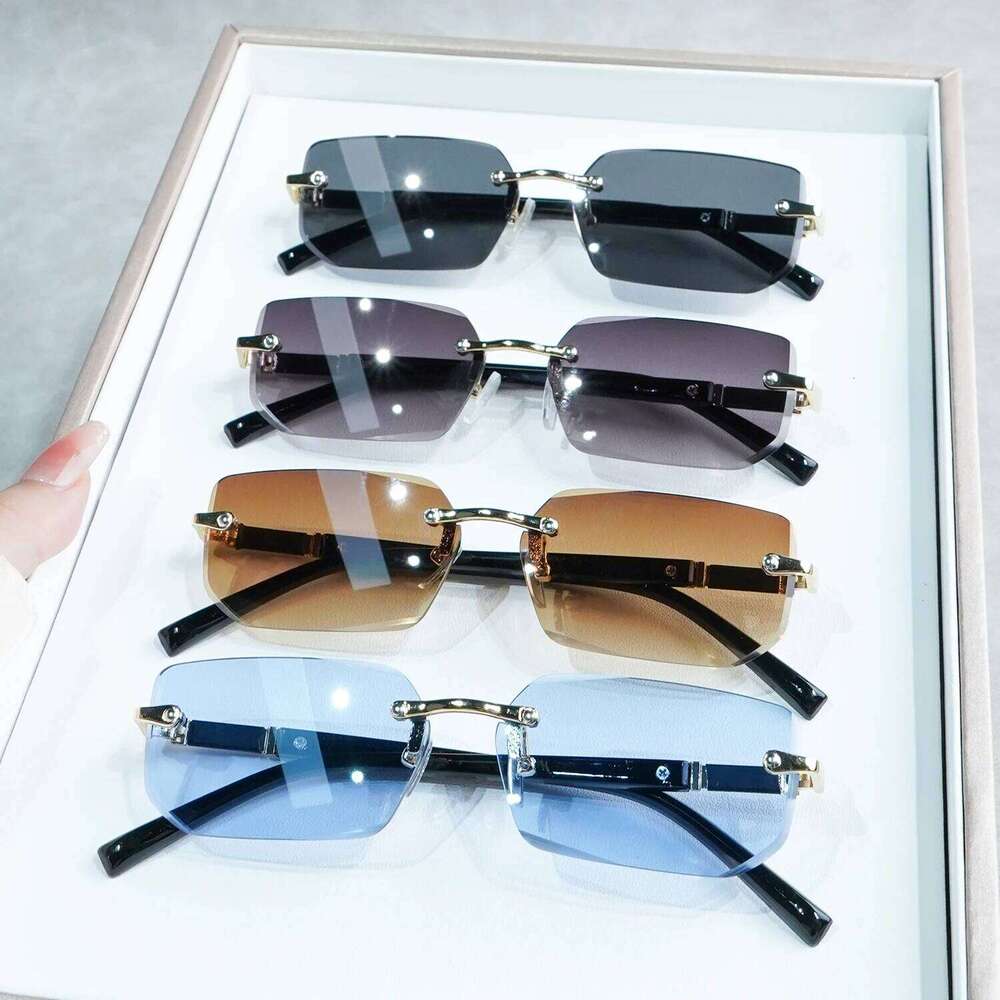 Vintage Style Frameless Square Y2K Fashion Glasses for Men Women, Decorative Lens Function, Normal Fit, Daily Leisure Y260207