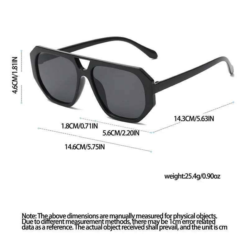 Vintage Square Sunglasses for Women Men Thick Frame Double Bridges Eyewear Female Polygon Sun Glasses Leopard Gafas De Sol Y260207