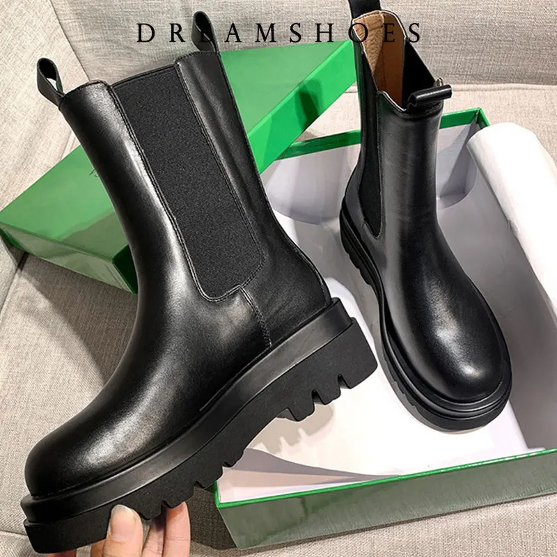 Winter Platform Cowboy Boot Shoes Fashion Slip On Mid Calf Bota Ladies Retro Mordern Bootties 260208