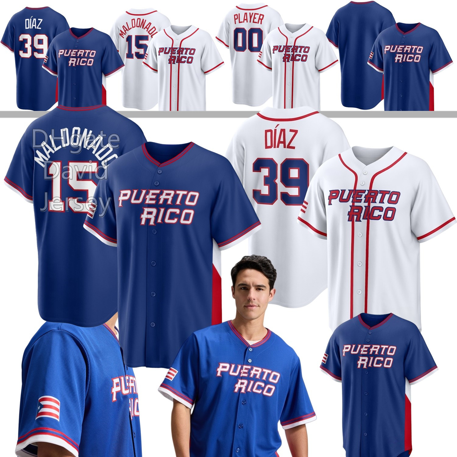 Team Puerto Rico 2026 WBC World Baseball Classic Jersey Yadier Molina Edwin Diaz Martin Maldonado Nolan Arenado Roberto Clemente Cortes Vazquez Torres Hernaiz