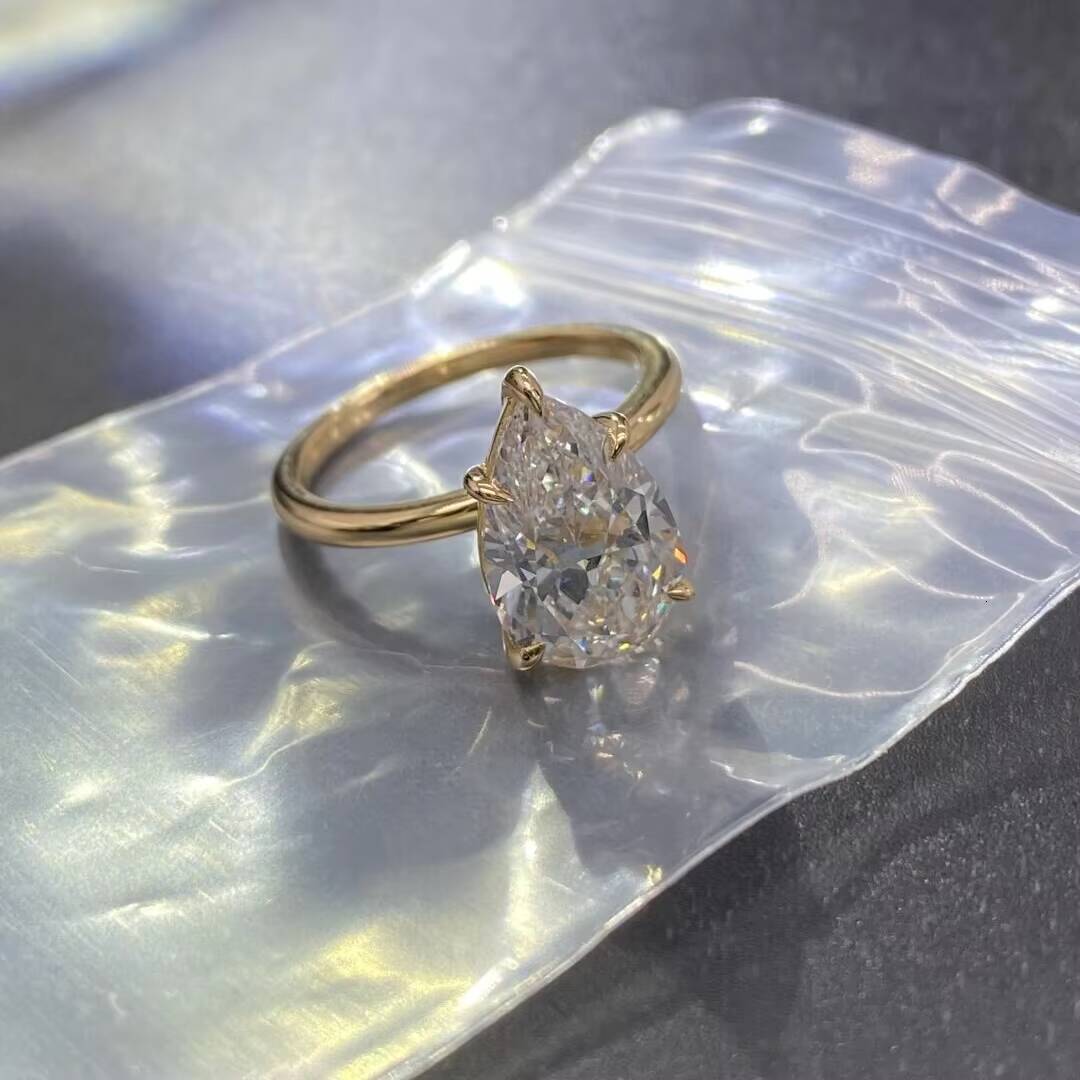 3CT IGI Certificated 10K 14K 18K Yellow Gold CVD Lab Grown Diamond Engagement Ring