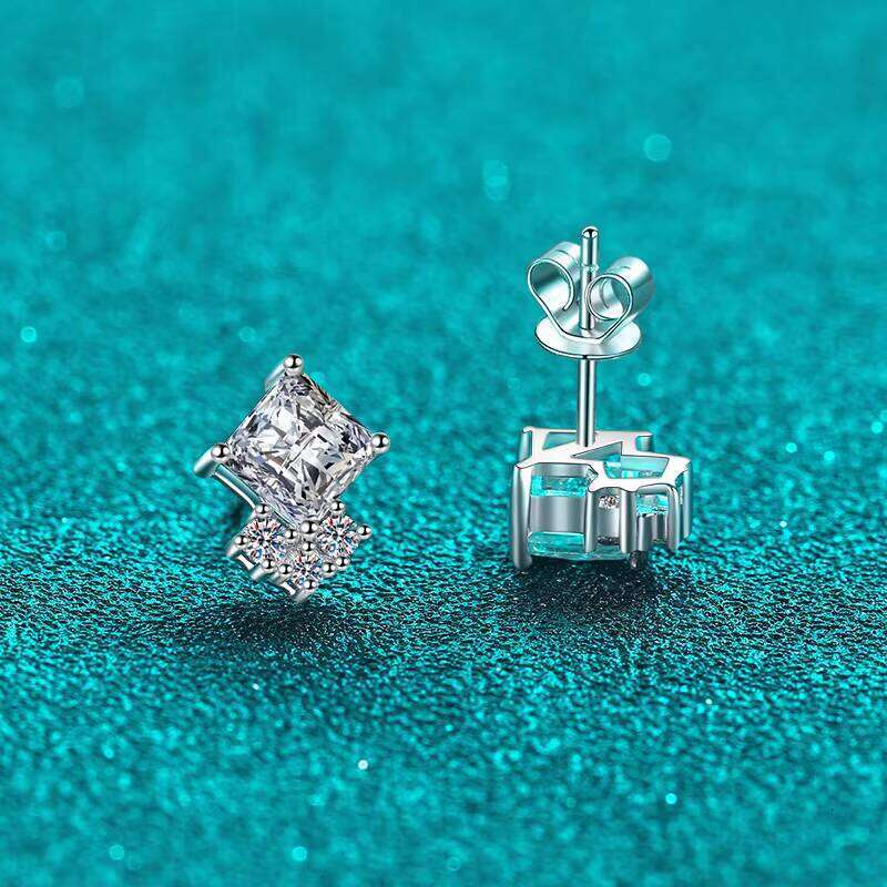 Jewelry 5.5Mm 1Carat Princess Cut Square Vvs Moissanite Earrings 925 Sterling Silver Stud Earring For Women