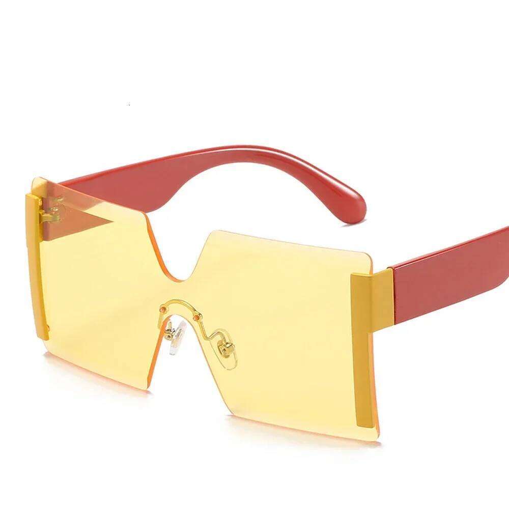 Fashion Oversized Square Rimless Sunglasses Women Brand Designer Flat Top Big Sun Glasses Female One Piece Travel Gafa de sol Y260207