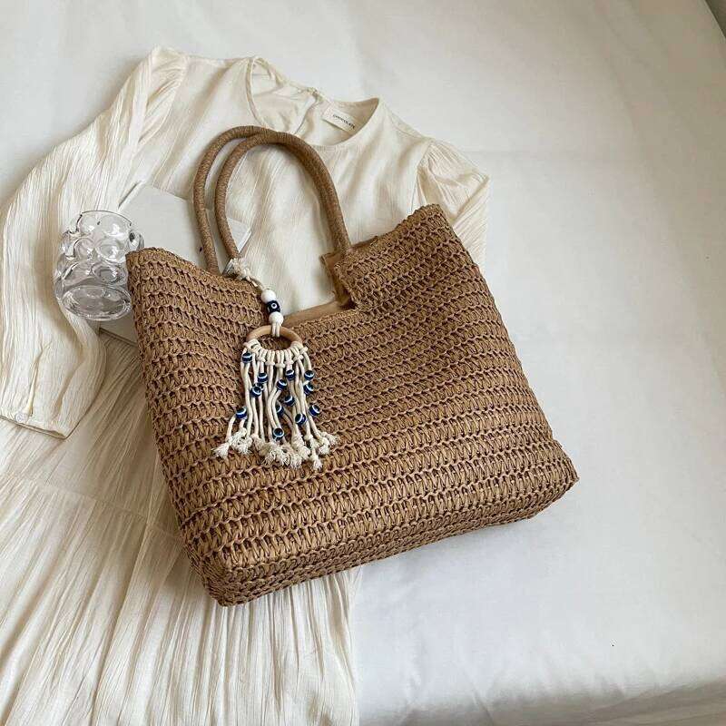 Bag With Tassels Bohomian Straw Handbag Large Capacity Vocation Handbags Perfect For Beach Pool And Travel C260207