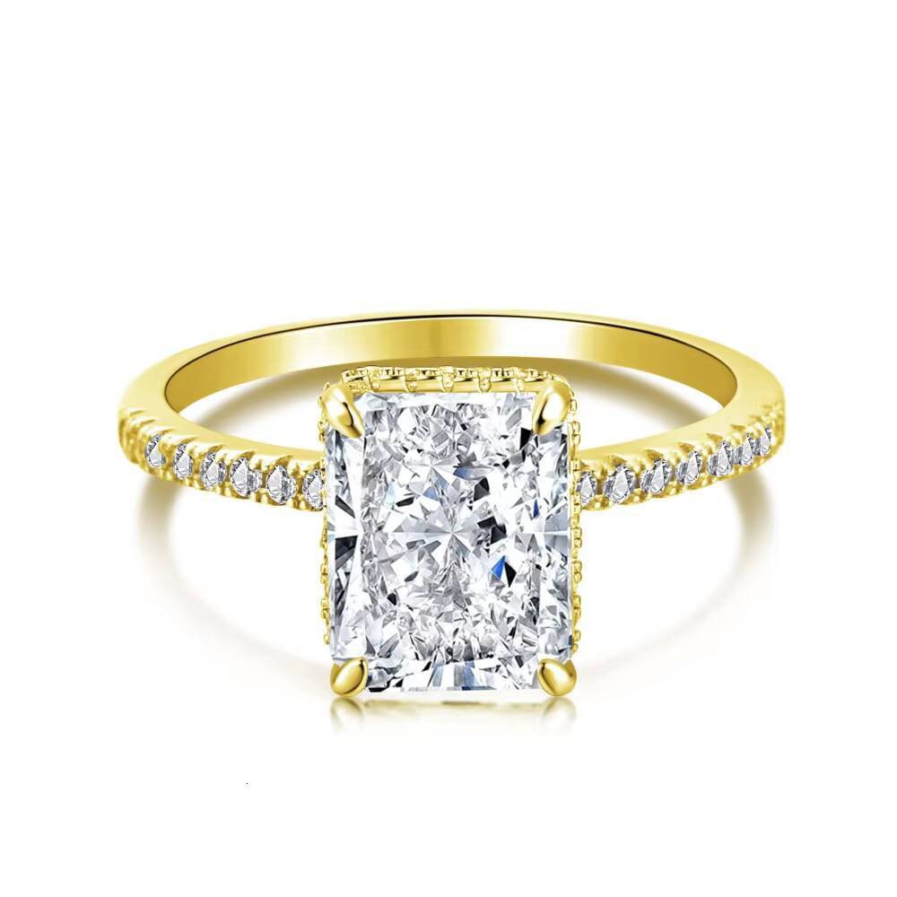 925 Sterling Silver Heavy Ring Color MoissaniteVVS Geometric Square Ring for Women Hainon 736