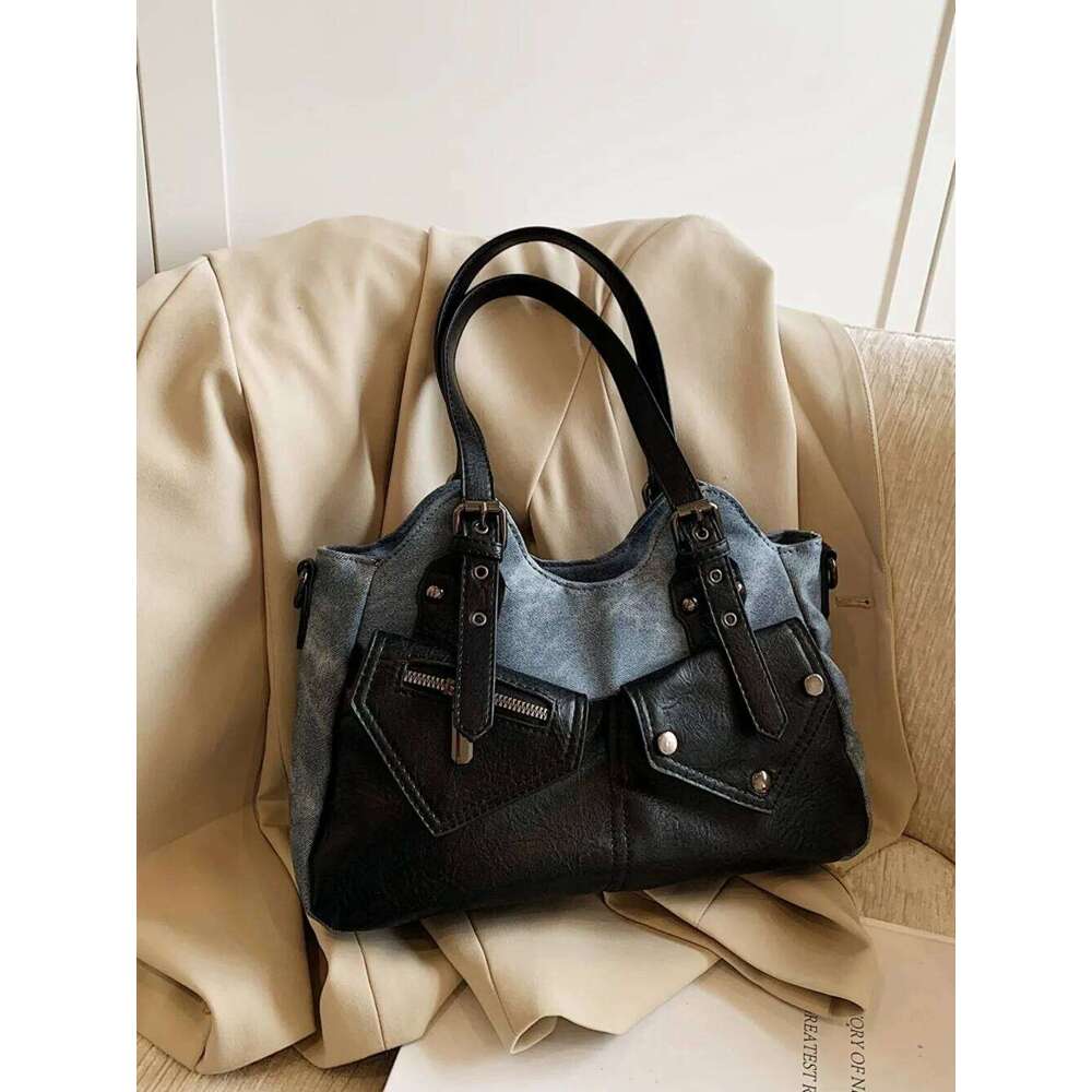 Motorcycle Shoulder Bag Trendy Retro Tote Sac Femme Autumn Hit Color Bags for Woman Multi-function Bolso Bolsos De Mujer C260207