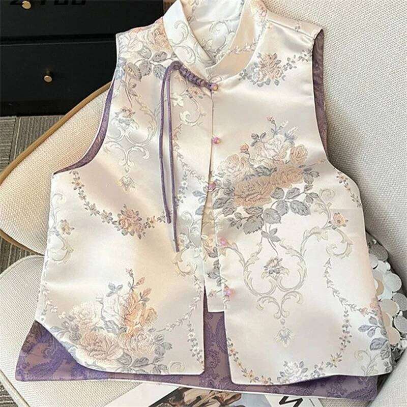 Jackets New Single-Breasted Chinese Style Women's Spring New High-End Popular Sleeveless Vest Jacket