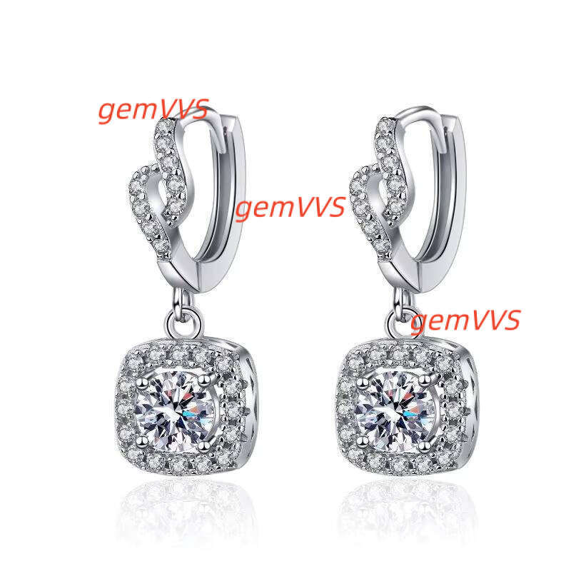 S925 Sterling Silver Moissanite Full Diamond Earrings Luxury Fine Jewelry