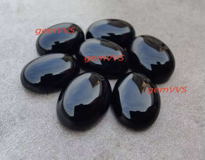 Shop Online Natural Black Onyx 6Mmx8mm Oval Flat Back Calibrated Customized Loose Gemstone Bulk Factory Price Gemstones For Sale