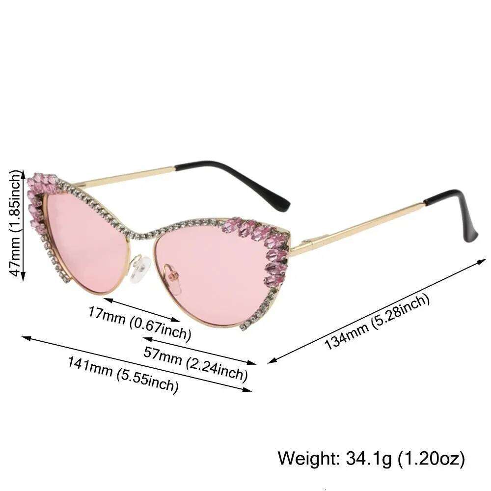1pc Oversized Diamond for Women Fashion Cat Eye Rhinestone Sunglasses Bling Jeweled Frame Costume Party Glasses Y260207