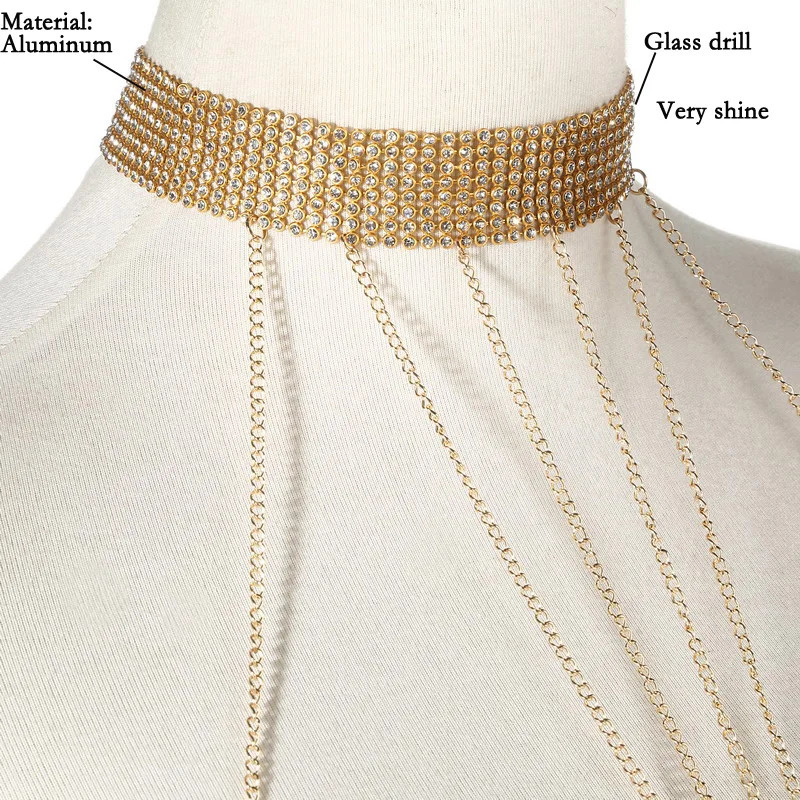 Gold Color Body Chain Women Rhinestone Waist Jewelry Bikini Harness Bodychain Beach Summer Outfit 260120