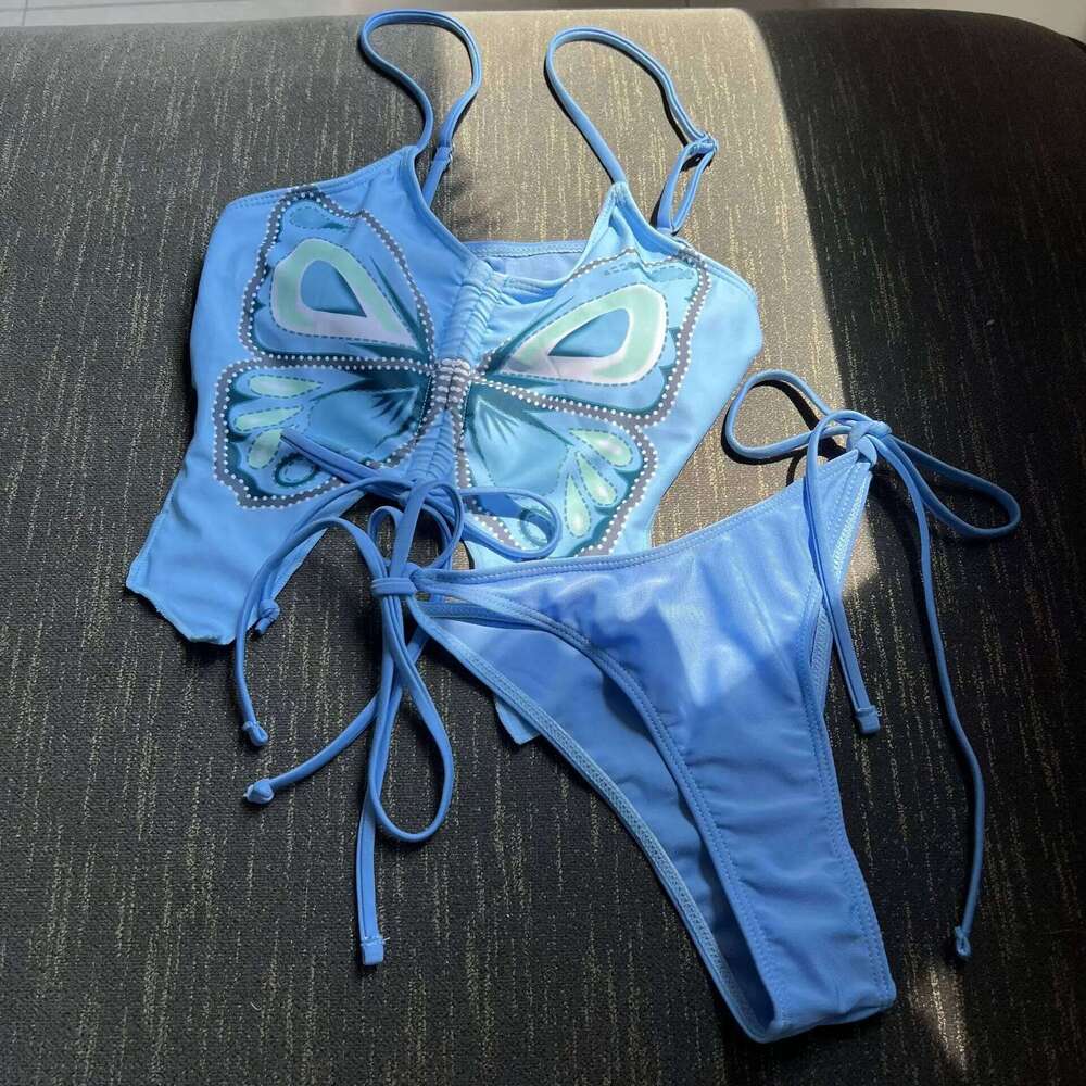 Butterfly Printed Bikini Set Women Swimwear Purple Push Up Bathing Suit Sexy Swimsuit Women's Summer Beach Outfits C260207