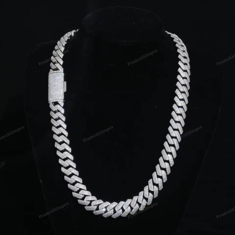 Elegant Iced Out 16 MM Cuban Link Chain 925 Sterling Silver Extended Clasp Hip Hop Thick Miami Luxury Statement Hip Hop Jewelry