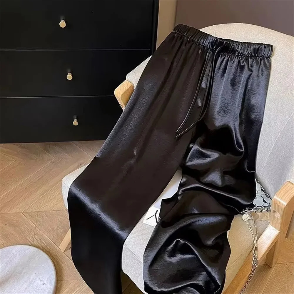 Korean Fashion High Waist Thin Wide Leg Women Summer Office Lady Solid Color Straight All-match Casual Pants Trousers Clothes 260130