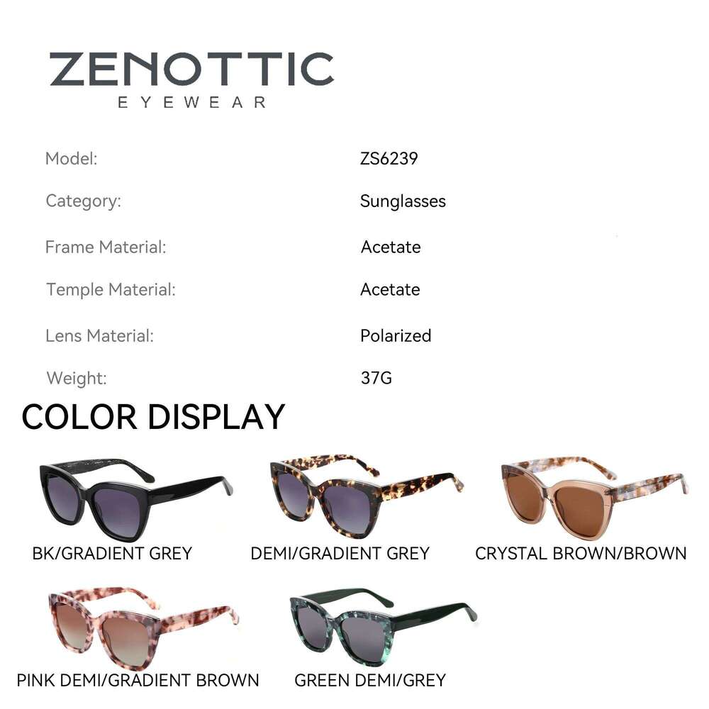 ZENOTTIC Fashion Printing Butterfly Polarized Sunglasses Handmade Acetate Sun Glasses for Women Driving UV400 Protection Y260207