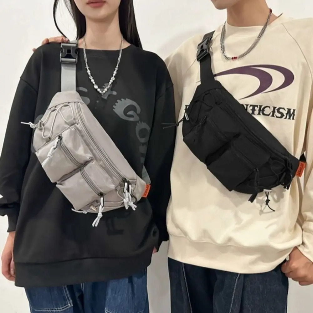 Hip Hop Nylon Men Waist Bag Y2k Large Capacity Multi-pocket Chest Bag Crossbody Bag Adjustable Strap Sports Fanny Pack Travel 260130