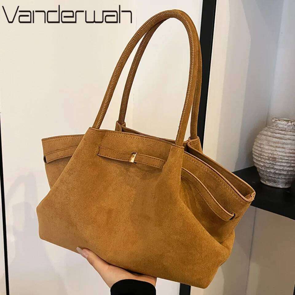 Vintage Belts Luxury Handbags for Women Designer Faux Suede Scrub Leather Big Small Female Hand Tote Shoulder Crossbody Bag New C260207