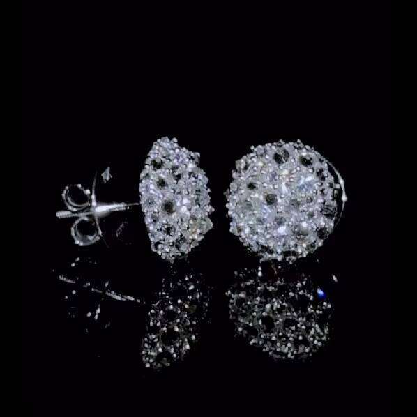 Brilliant Luster 10Mm Cluster Iced Out Vvs 925 Sterling Silver Delicate Moissanite Stud Earrings