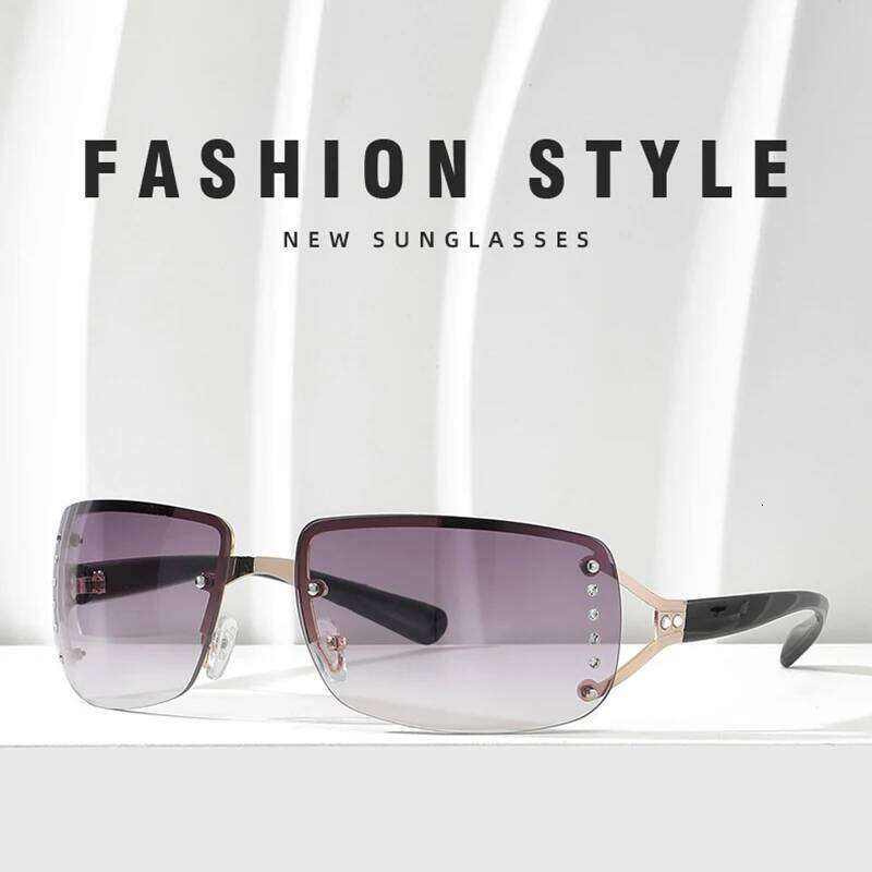 New Sunglasses Luxury Brand Design Fashionable Y2K Women Sun Glasses Camping Cycling Fishing Retro Frameless Uv400 Men Sunnies Y260207
