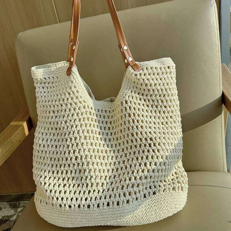 Summer Woven Straw Shoulder Travel Vacation Women Beach Bag Commuter Large Capacity Hollow Tote Bags Casual Ladies Handbags C260207