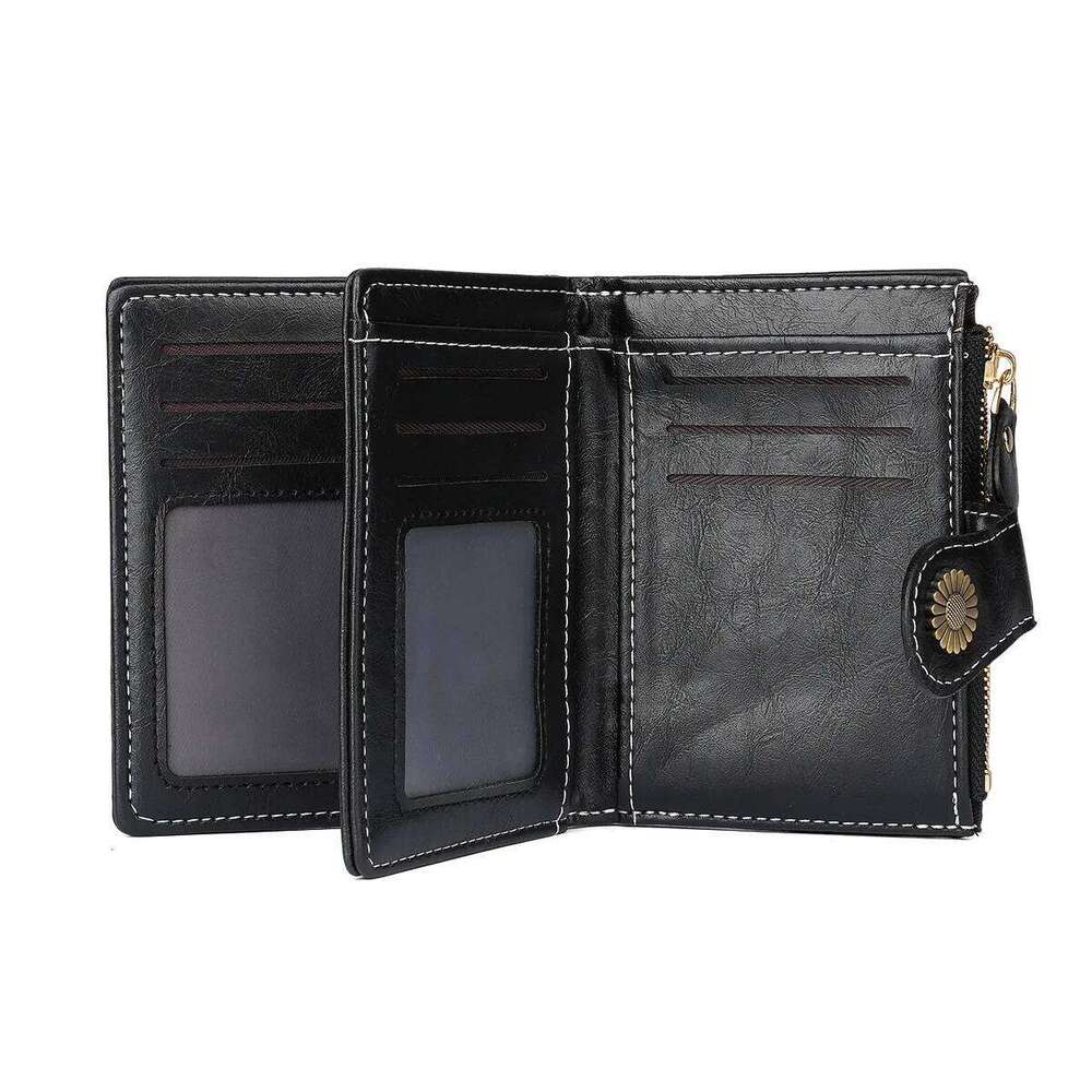 Fashionable Retro Wallet Women's Compact Zipper Multi-Functional Coin Purse Card Holder Urban Simple Style Color Daily Match Y260206