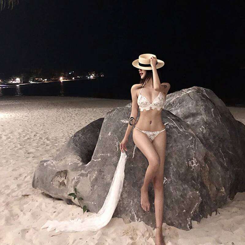 Polyester Micro Bikini Set for Women, Swimsuit, Bathing Suit, Korean Version, Summer Fashion, Sexy, New C260207