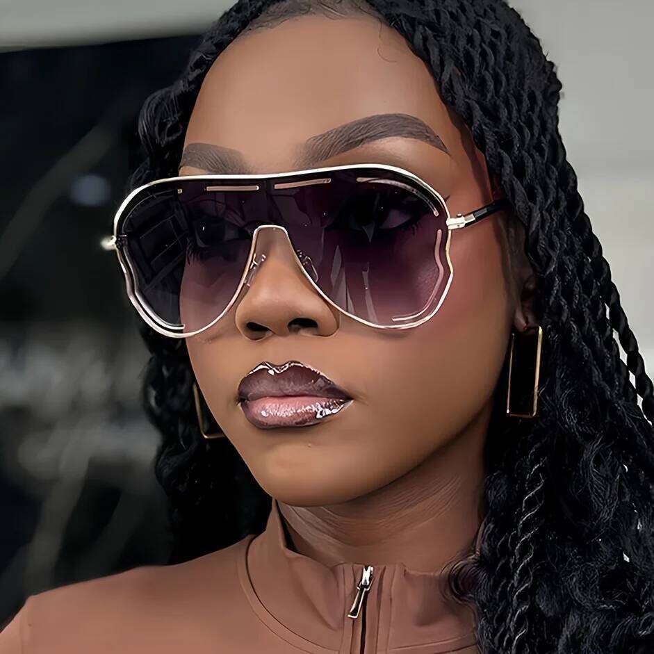 Vintage Oversized Pilot Sunglasses Women Brand Designer Stylish Goggle Gradient Big Frame Sun Glasses UV400 Luxury Men's Shades Y260207