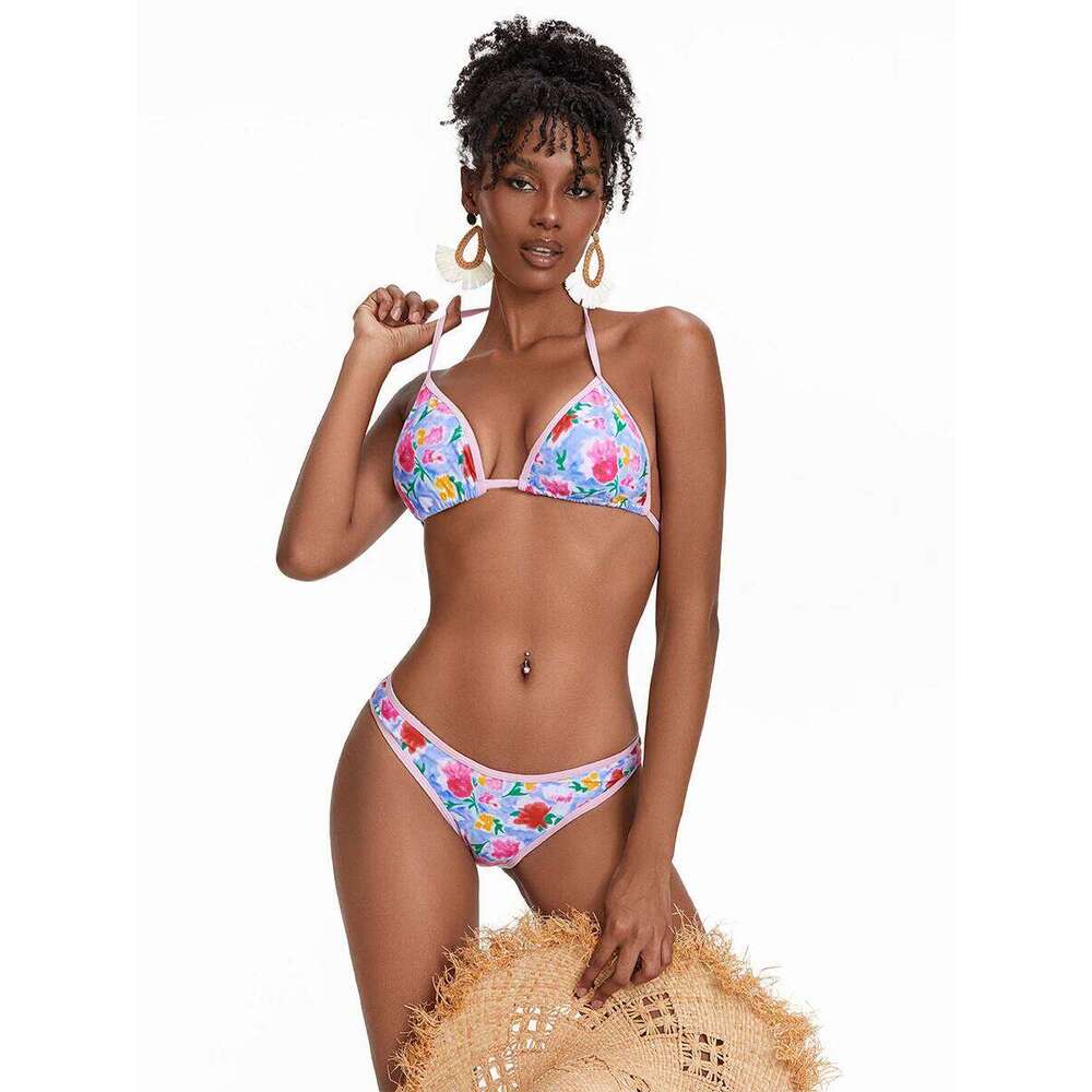 Women s High Waisted Swimsuits Ruffle Off Shoulder Bikini Set Floral Print Two Piece Bathing Suits for Summer Beach C260207